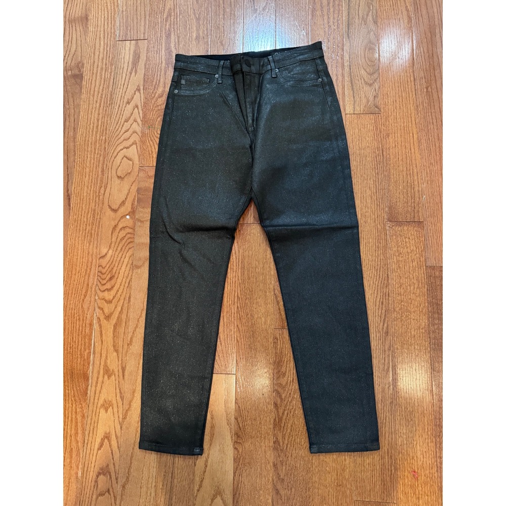 Adriano Goldschmied Ag Farrah Ankle Jeans High Rise Skinny Black Sparkle Size 29